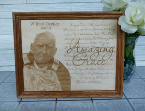 Laser Engraved Amazing Grace with custom photo