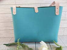 Turquoise Leather Tote Bag