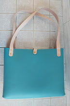 Turquoise Leather Tote Bag