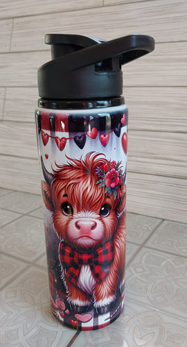 Valentine Highland Cow Skinny Tumbler