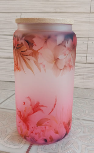 Tropical Flower Libby Glass Can