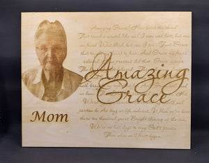 Laser Engraved Amazing Grace with custom photo