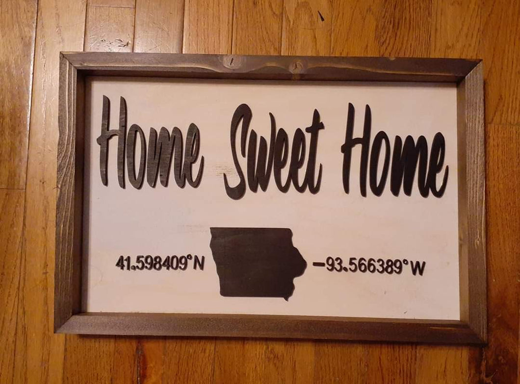 Home Sweet Home Plaque with Address Coordinates