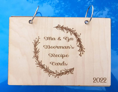 Personalized Engraved Wood Recipe Book