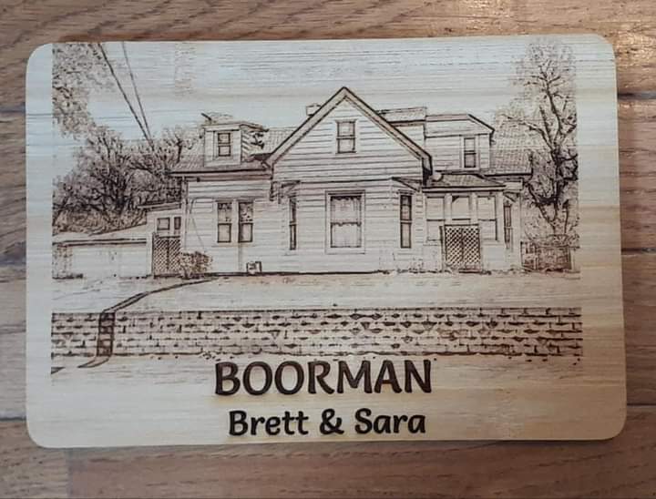 Engraved House Photo on Cutting Board